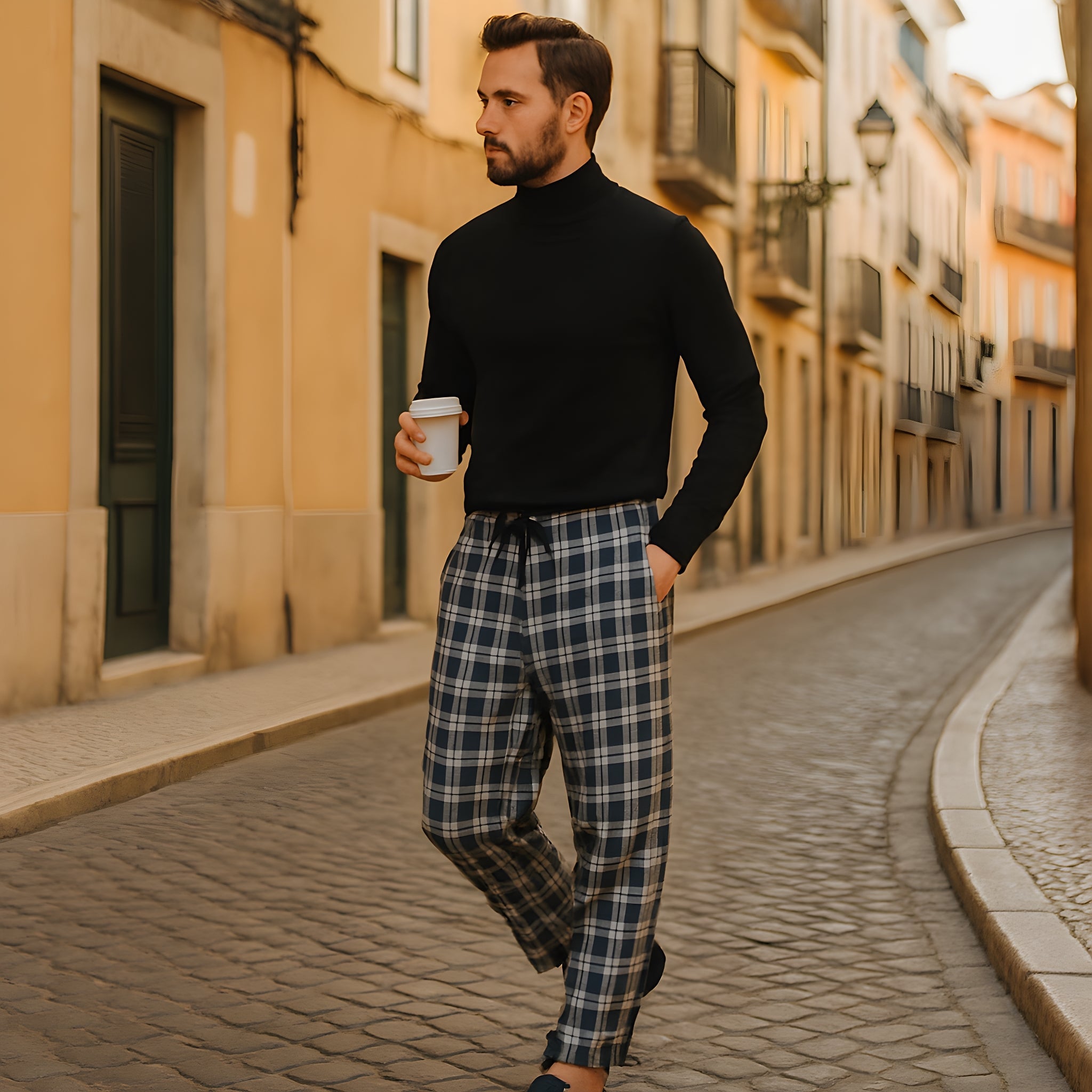 Pantalon à Carreau Homme