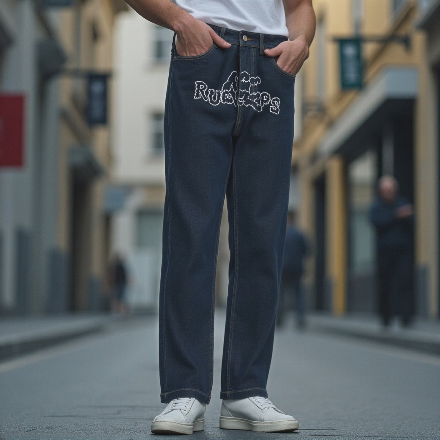 Jean Skinny Noir Percé Et Clouté Avec Motif Étoile NYC - Taille 29 - Neuf Sans Étiquettes - Marque Blank