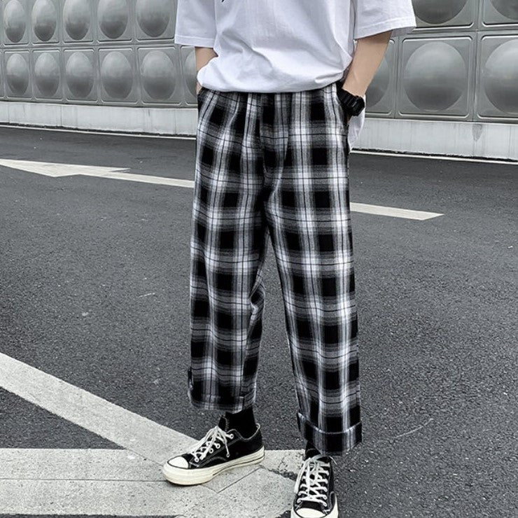 Pantalon à Carreau Noir