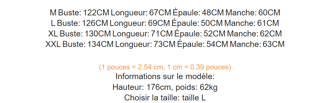 Pull Homme Casual guide des tailles