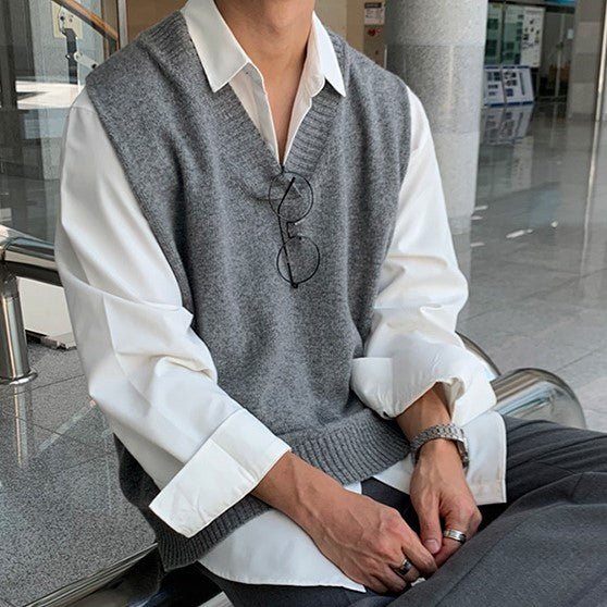 Pull Col V Chemise Plus Pull Sans Manche Pull Sans Manches Homme