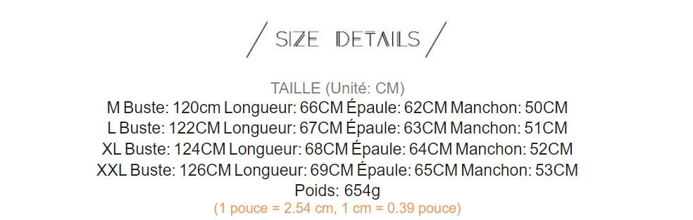 Sweat Vert guide des tailles