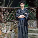 Kimono Homme Traditionnel Gris Rayé