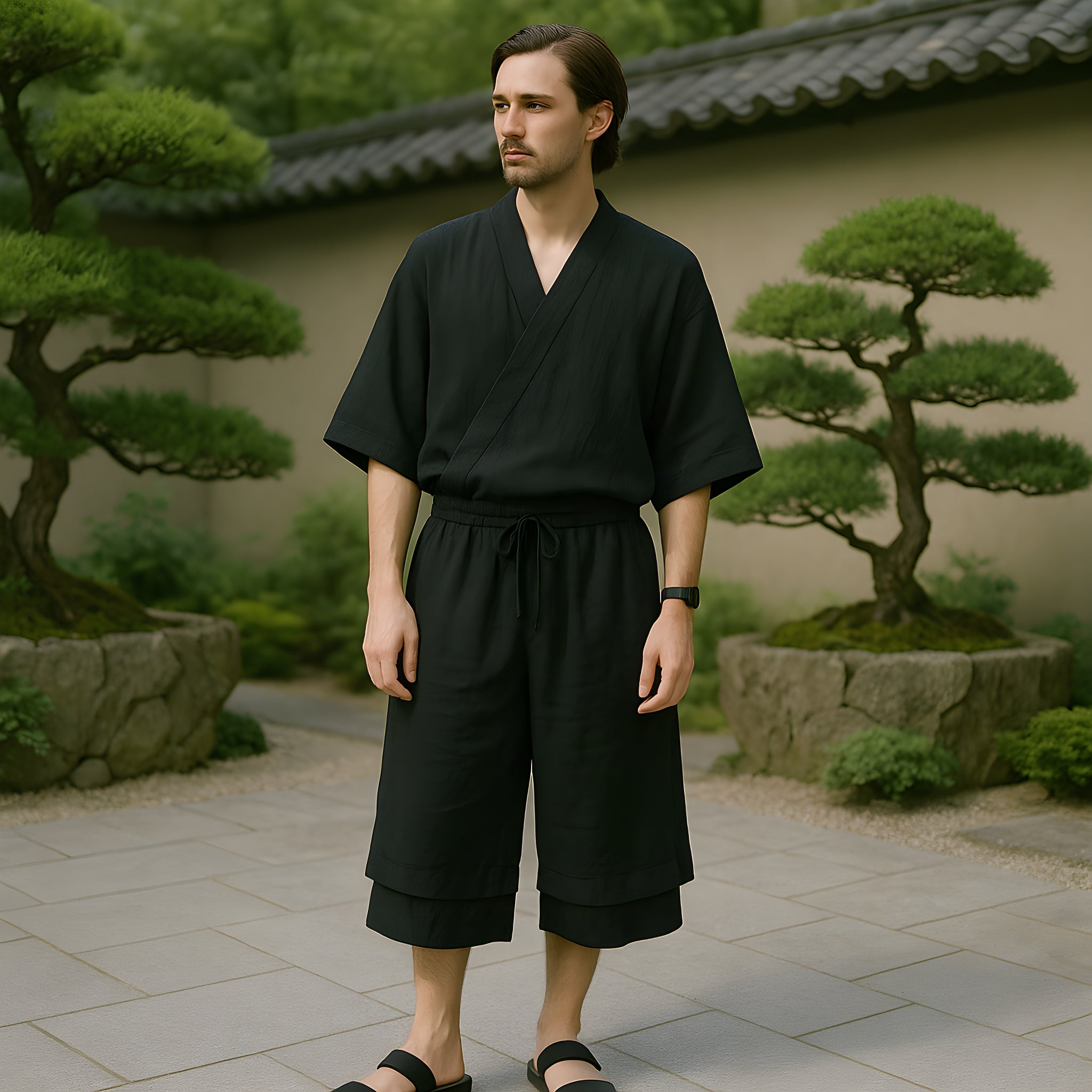 Short Japonais En Lin