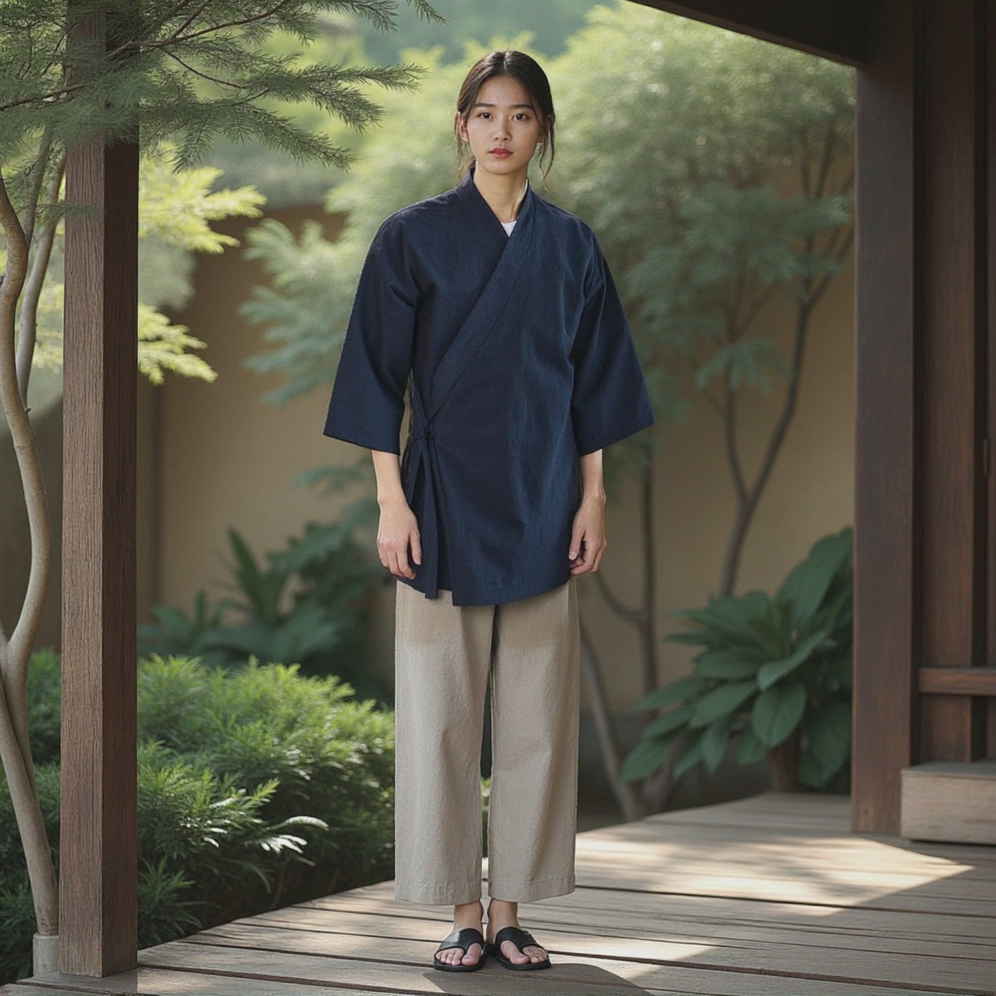 Veste Kimono Traditionnel Bleu