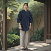 Veste Kimono Traditionnel Bleu