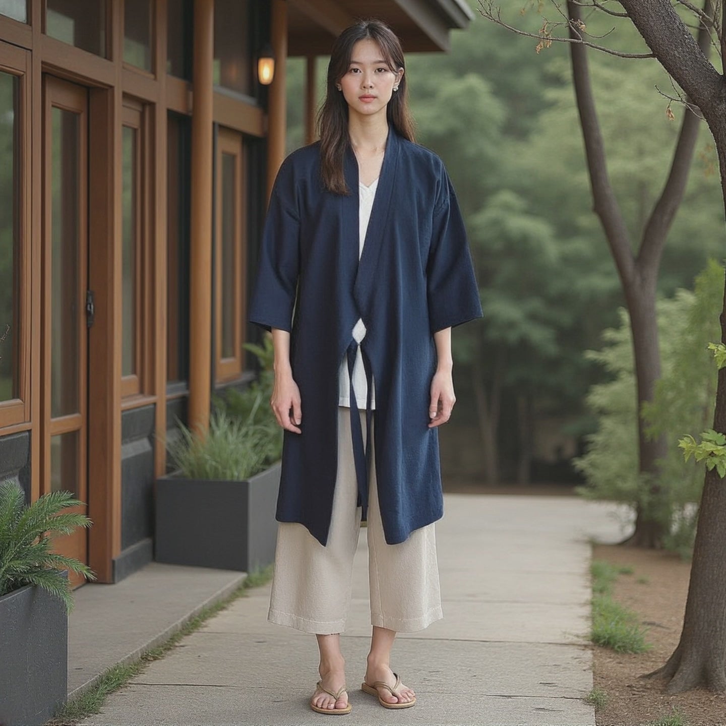 Veste Kimono Traditionnel Bleu