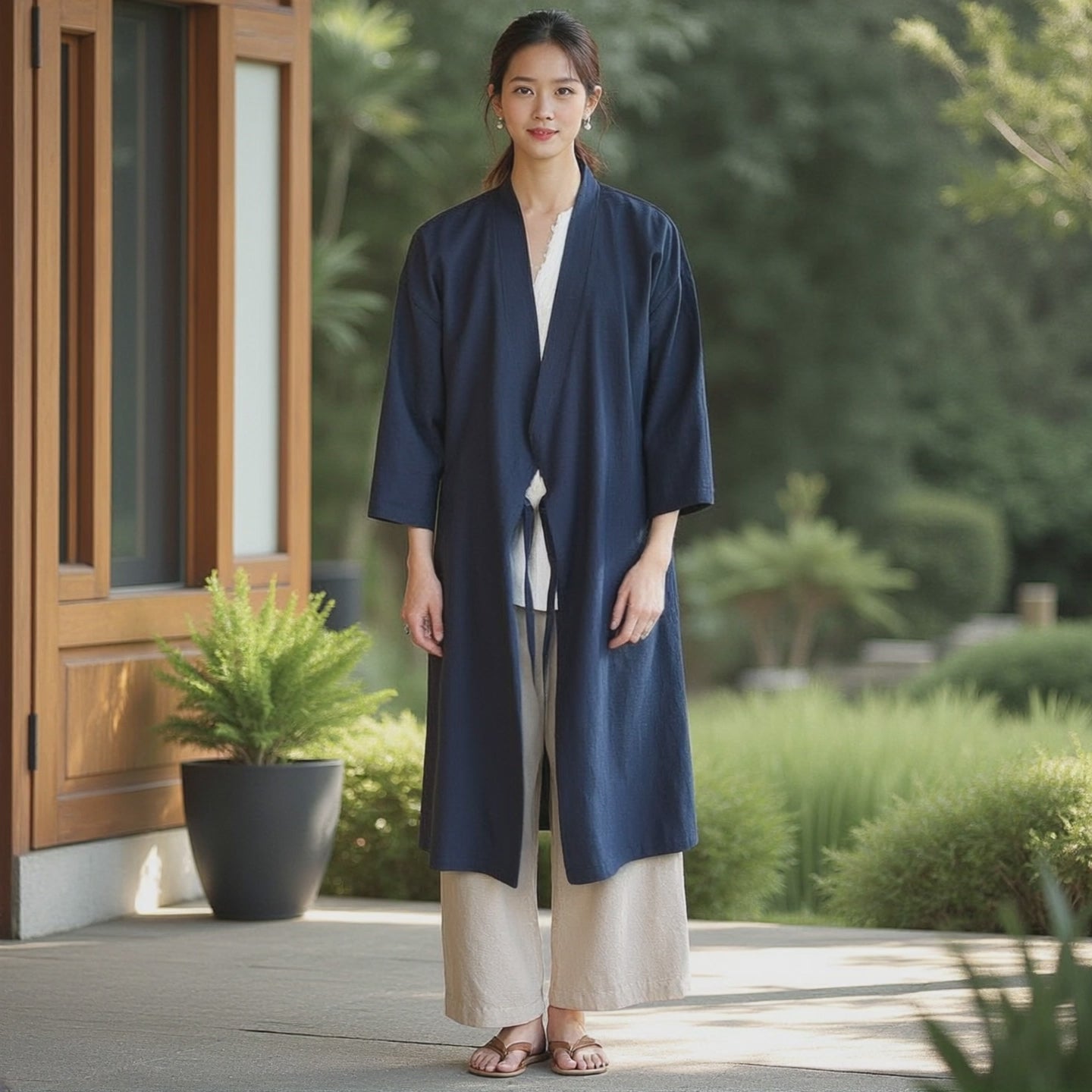 Veste Kimono Traditionnel Bleu