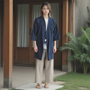 Veste Kimono Traditionnel Bleu
