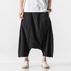 Cotton Linen Men Wide Leg Pants Summer Men Casual Calf-Length Pants Male Track Pants Solid Big Pocket Baggy Pants Trousers