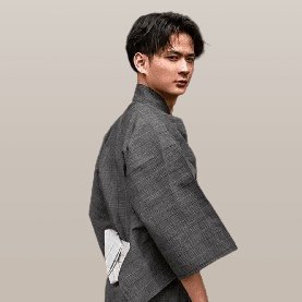 Kimono Yukata Homme En Coton Doux Japonais - Coupe Ample Noir Et Gris - Style Traditionnel