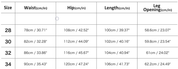 Pants Cargo guide des tailles