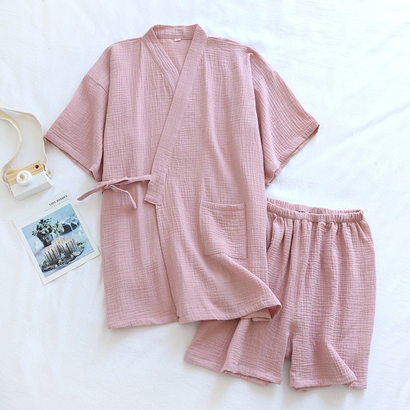 Pyjama Coréen En Soie Bleu Avec Lapin - Haut Et Pantalon Capri Taille M - Neuf Sans étiquette