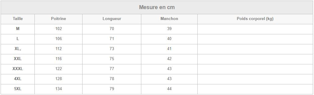 Veste Japon guide des tailles